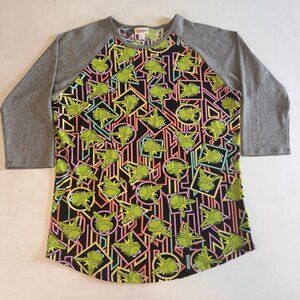 Disney X LuLaRoe Shirt Womens Large Kermit the Frog Baseball Tee Gray Sleeves